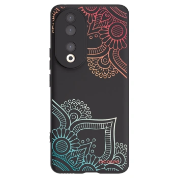 Picasee Honor 90 5G Hülle - Schwarzes Silikon - Blumenmuster