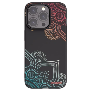 Picasee Apple iPhone 15 Pro Hülle - Schwarzes Silikon - Blumenmuster