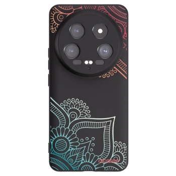 Picasee Xiaomi 14 Ultra Hülle - Schwarzes Silikon - Blumenmuster