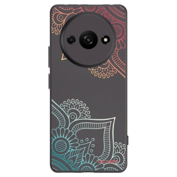 Picasee Xiaomi Redmi A3 Hülle - Schwarzes Silikon - Blumenmuster