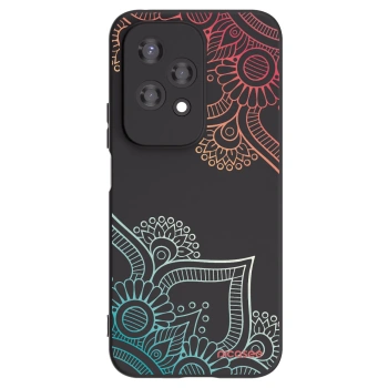 Picasee Honor 200 Lite Hülle - Schwarzes Silikon - Blumenmuster