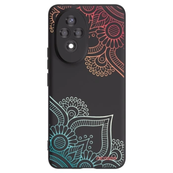 Picasee Honor 200 5G Hülle - Schwarzes Silikon - Blumenmuster