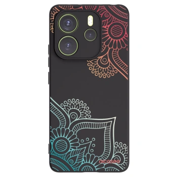 Picasee Xiaomi Redmi Note 14 4G Hülle - Schwarzes Silikon - Blumenmuster