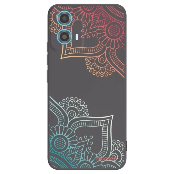 Picasee Motorola Moto G34 5G Hülle - Schwarzes Silikon - Blumenmuster