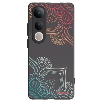 Picasee Vivo V50 Lite 5G Hülle - Schwarzes Silikon - Blumenmuster