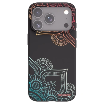 Picasee Apple iPhone 17 Pro Hülle - Schwarzes Silikon - Blumenmuster