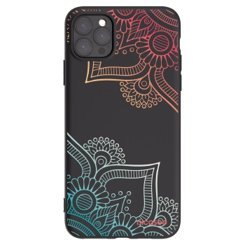 Picasee Apple iPhone 11 Pro Max Hülle - Schwarzes Silikon - Blumenmuster