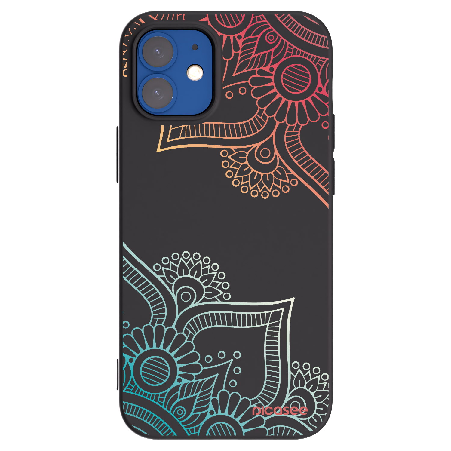 Picasee Apple iPhone 12 mini Hülle - Schwarzes Silikon - Blumenmuster