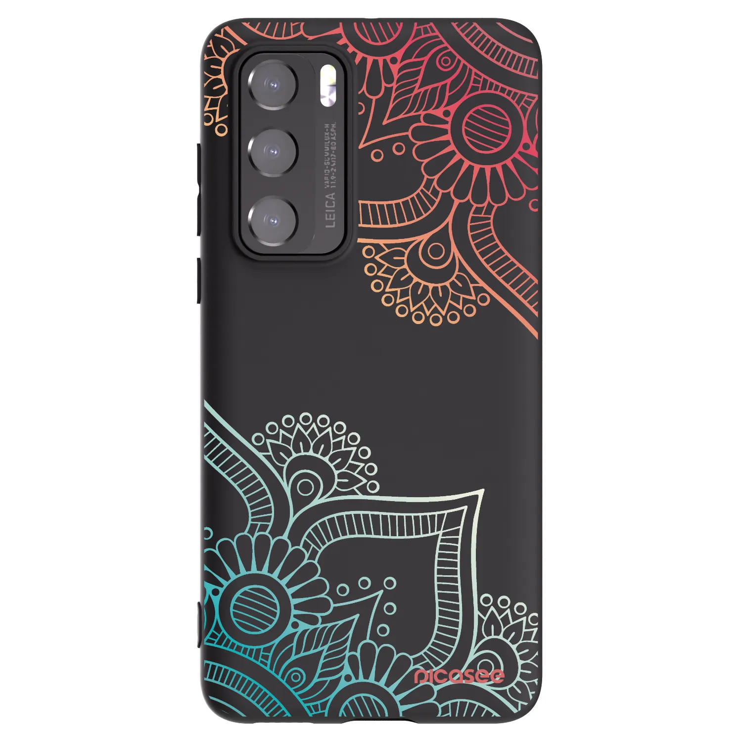 Picasee Huawei P40 Hülle - Schwarzes Silikon - Blumenmuster