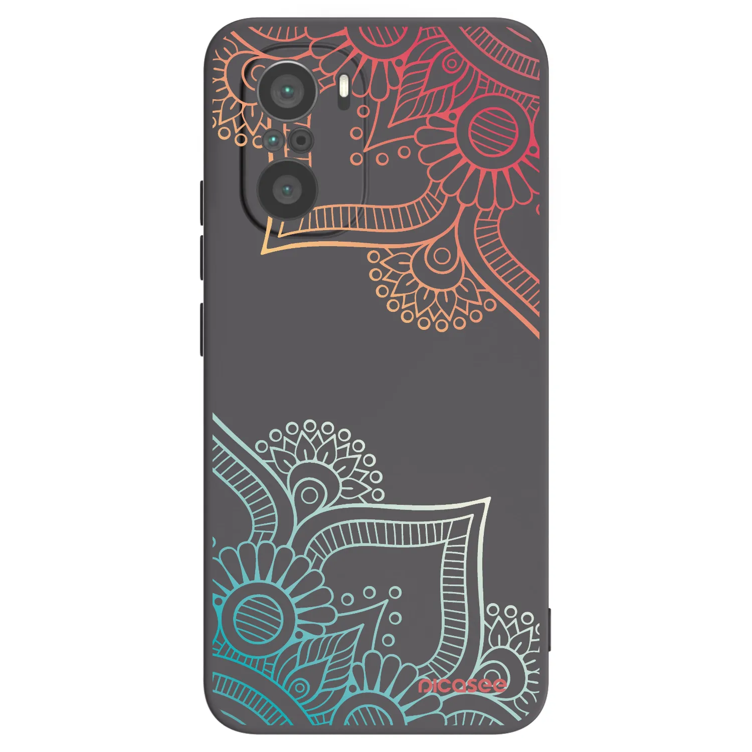 Picasee Xiaomi Poco F3 Hülle - Schwarzes Silikon - Blumenmuster