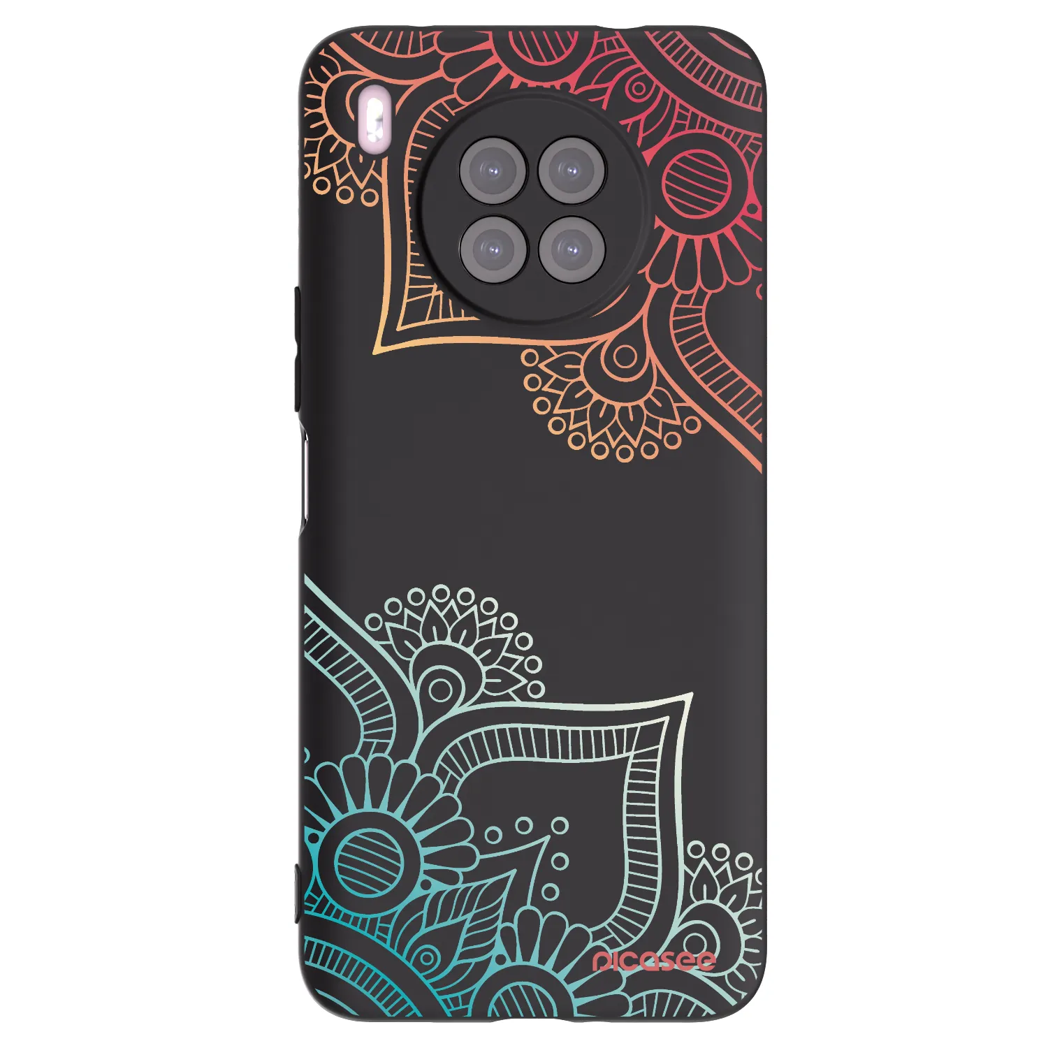 Picasee Huawei Nova 8i Hülle - Schwarzes Silikon - Blumenmuster