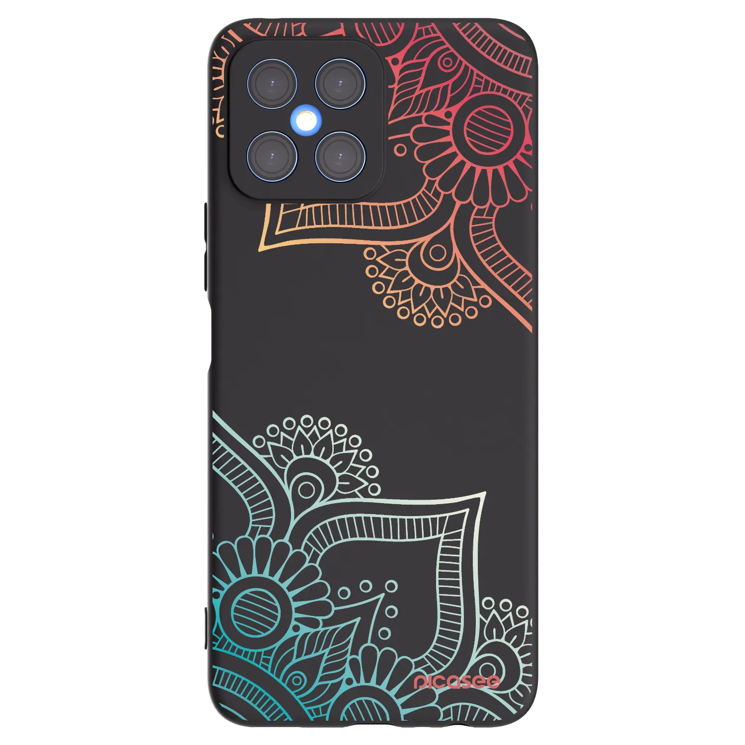 Picasee Honor X8 4G Hülle - Schwarzes Silikon - Blumenmuster