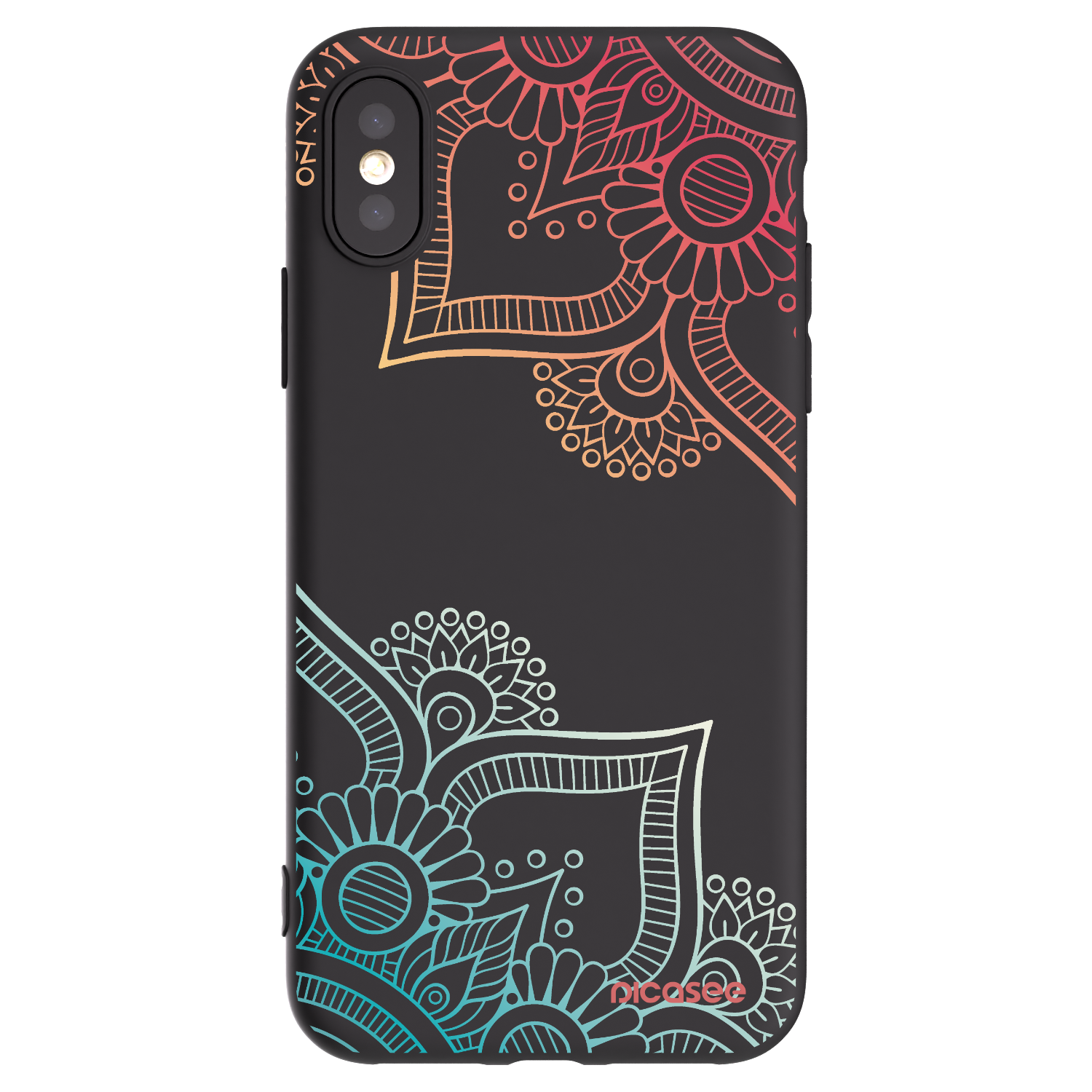 Picasee Apple iPhone X/XS Hülle - Schwarzes Silikon - Blumenmuster