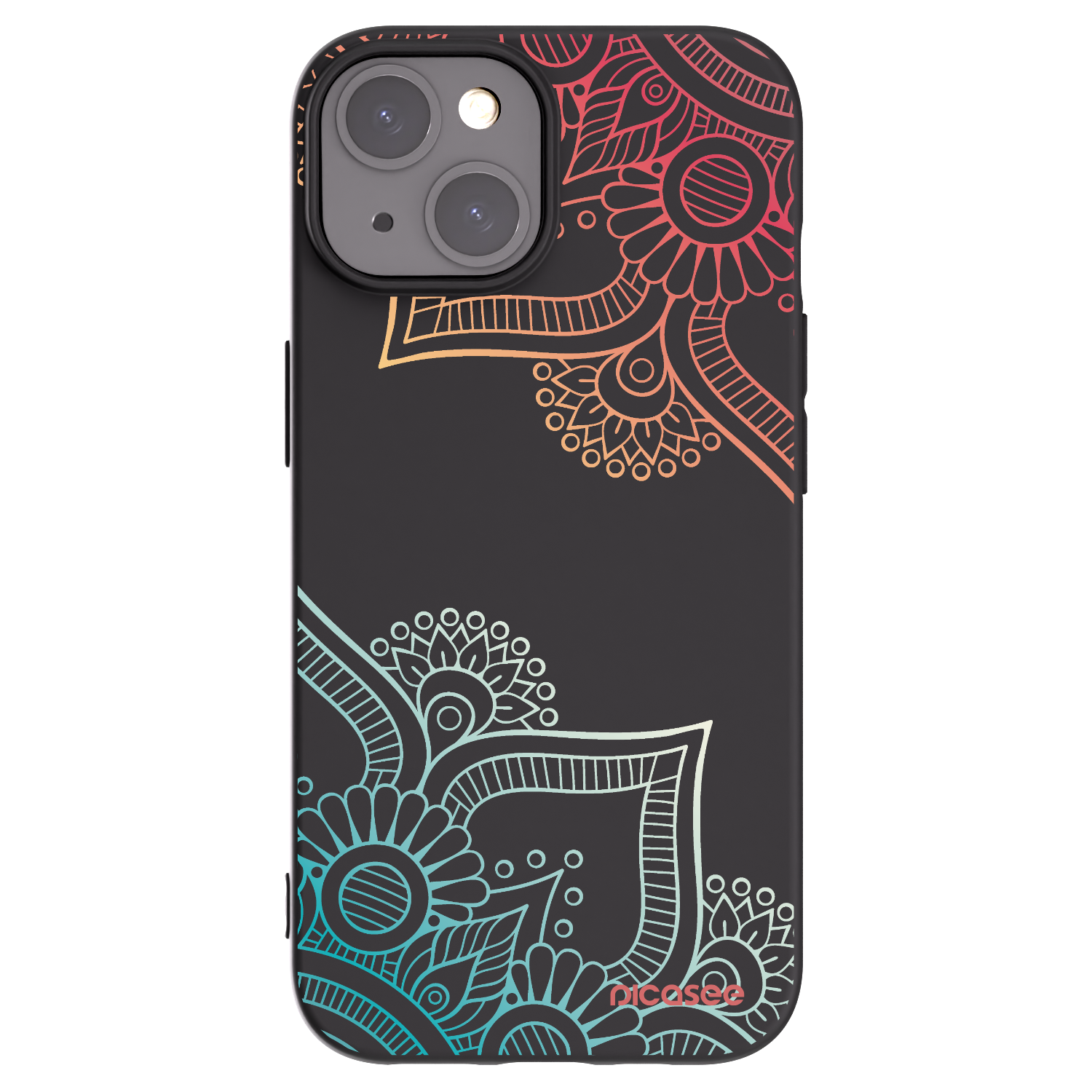 Picasee Apple iPhone 15 Hülle - Schwarzes Silikon - Blumenmuster
