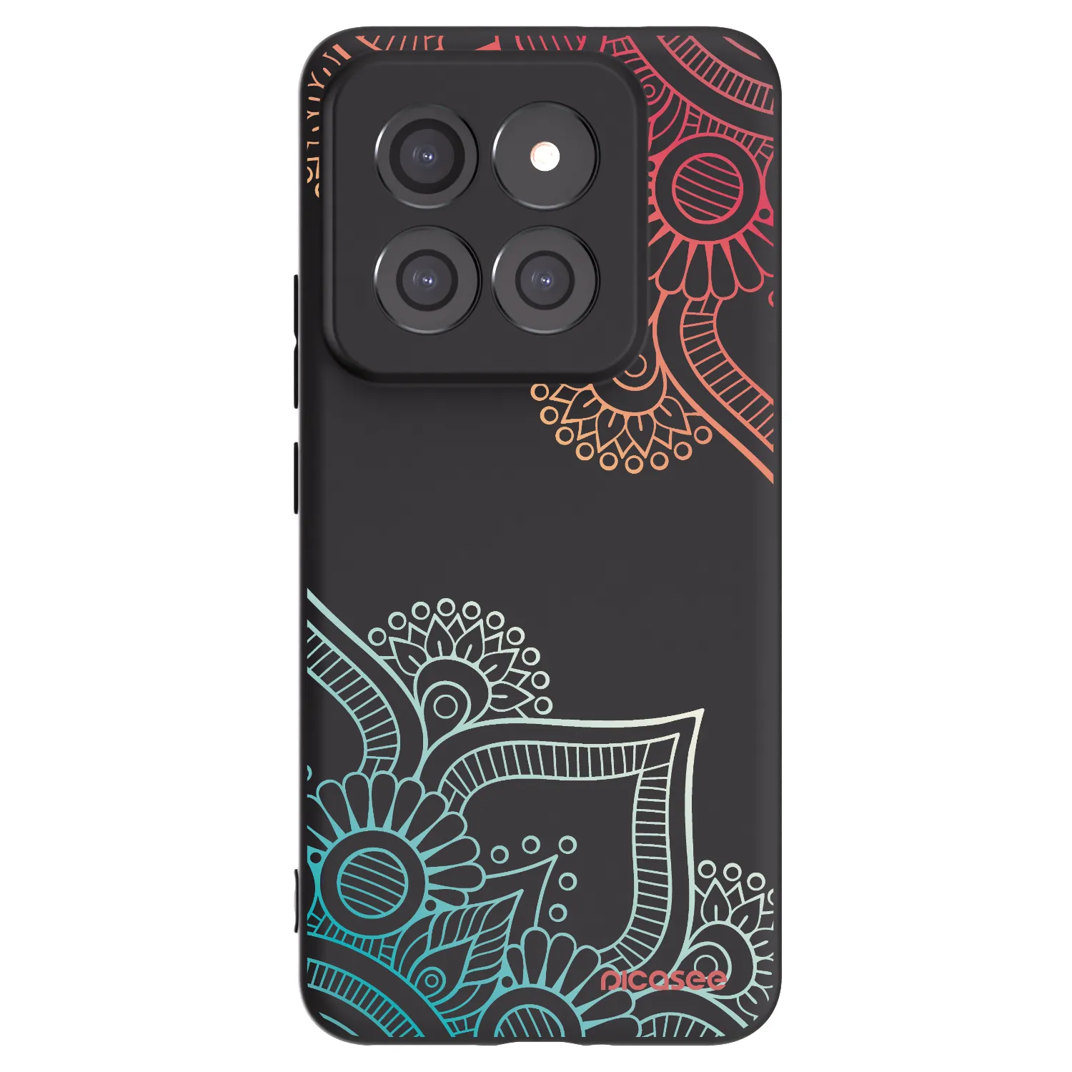 Picasee Xiaomi 14 Pro Hülle - Schwarzes Silikon - Blumenmuster
