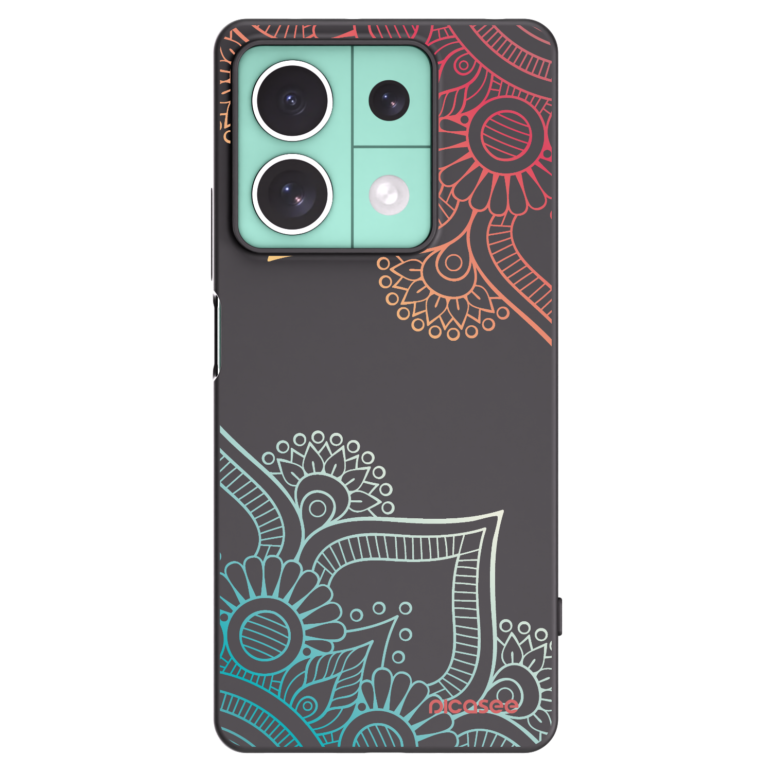Picasee Xiaomi Redmi Note 13 5G Hülle - Schwarzes Silikon - Blumenmuster