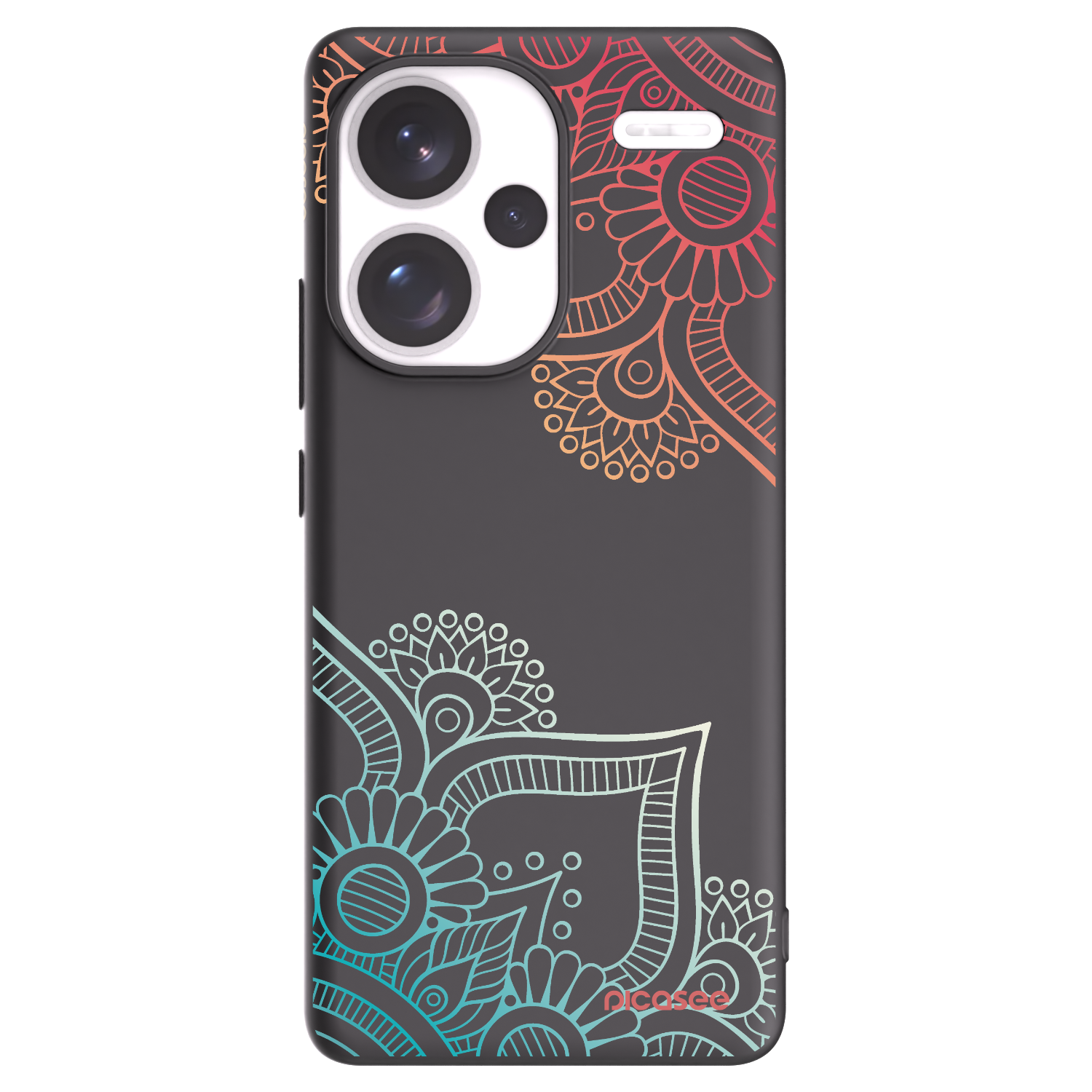 Picasee Xiaomi Redmi Note 13 Pro+ 5G Hülle - Schwarzes Silikon - Blumenmuster