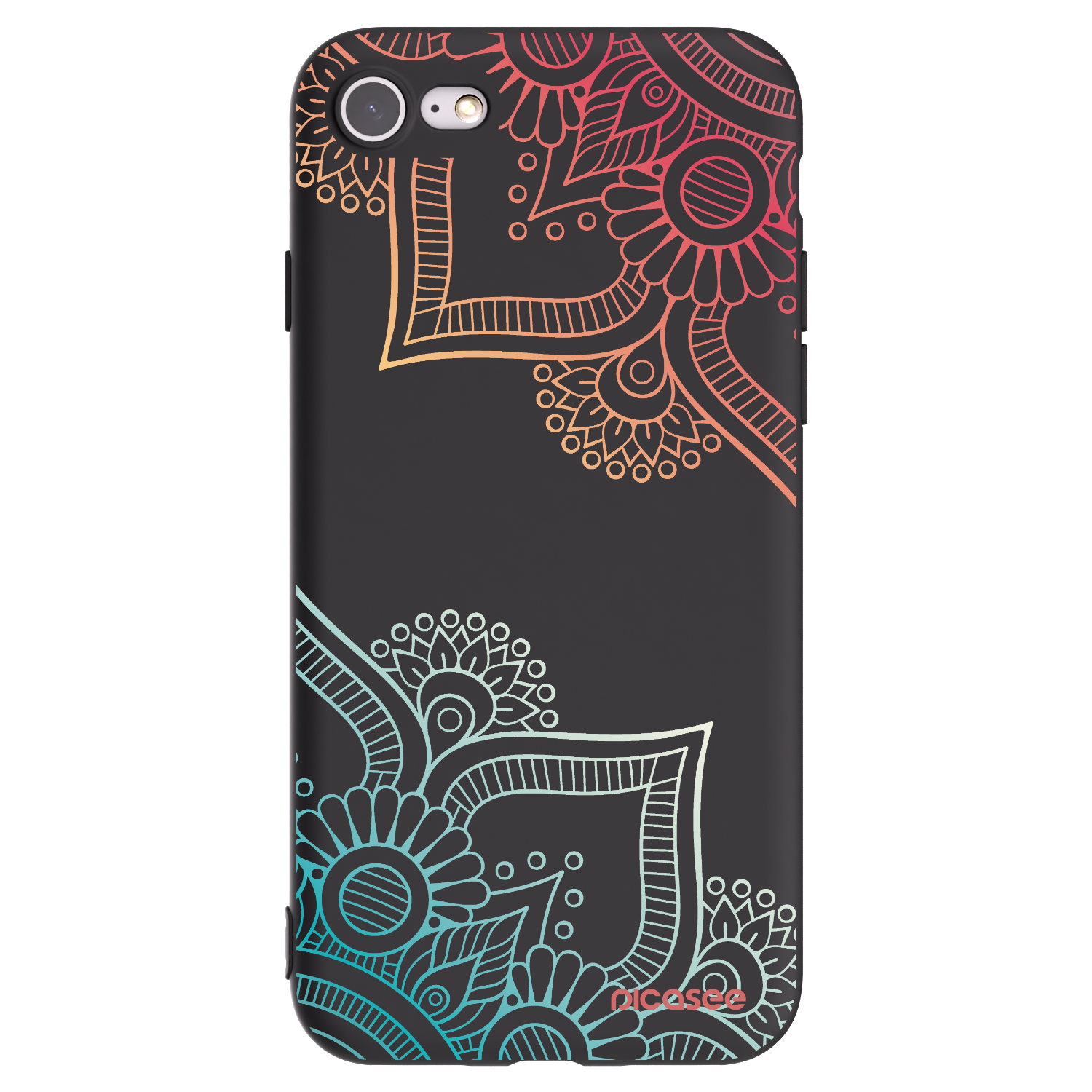 Picasee Apple iPhone 8 Hülle - Schwarzes Silikon - Blumenmuster