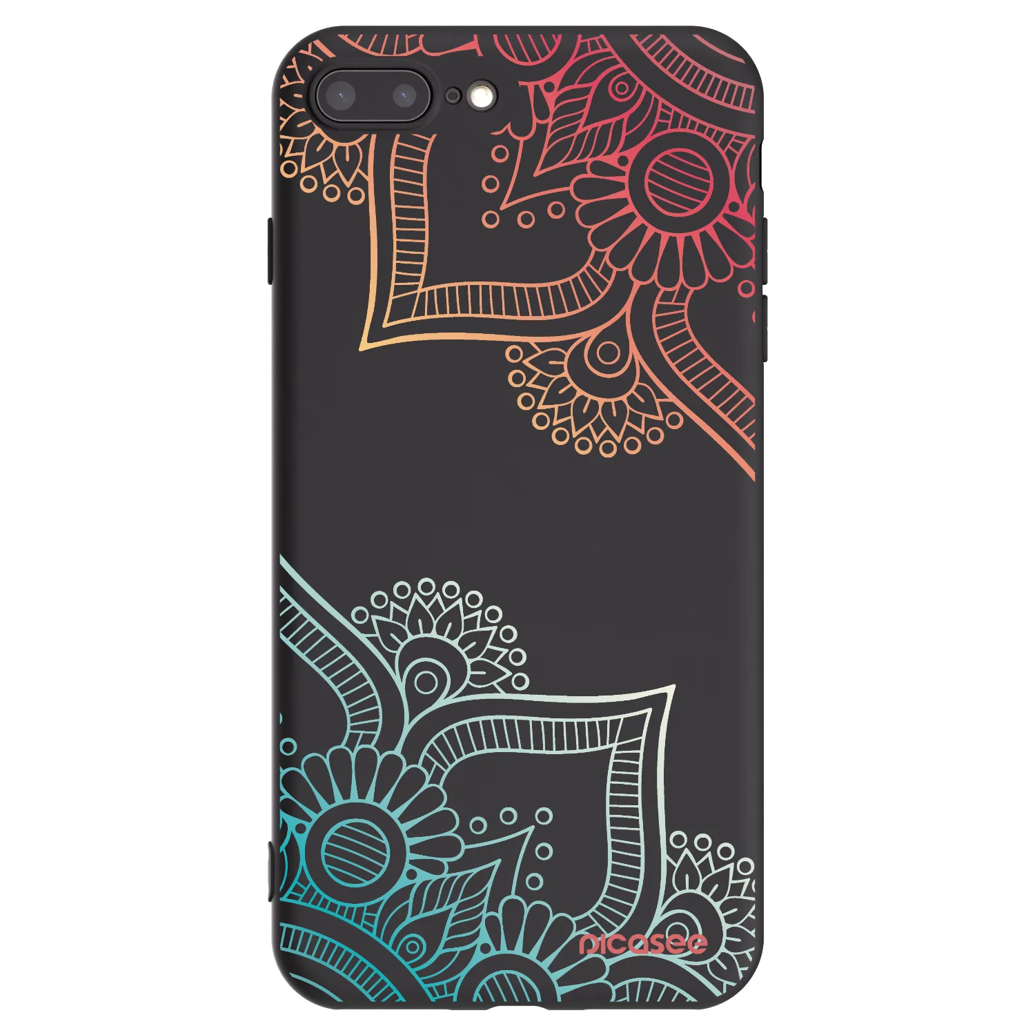 Picasee Apple iPhone 8 Plus Hülle - Schwarzes Silikon - Blumenmuster