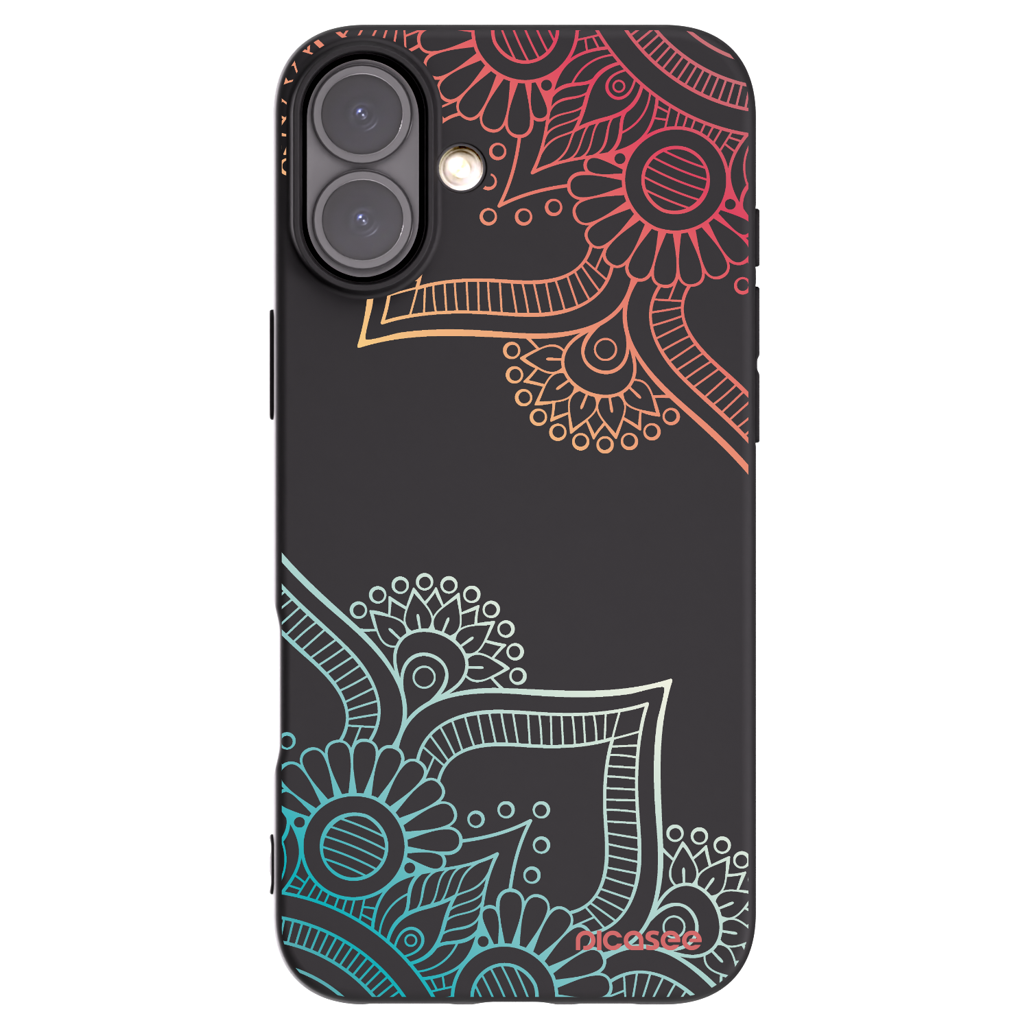 Picasee Apple iPhone 16 Plus Hülle - Schwarzes Silikon - Blumenmuster