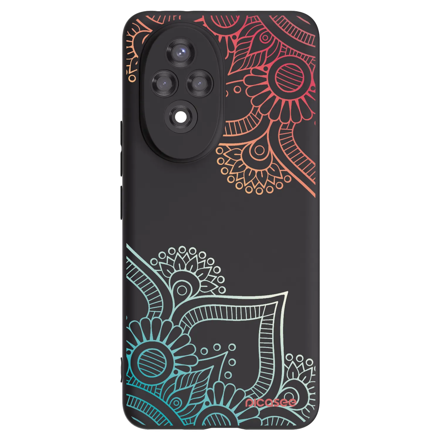 Picasee Honor 200 5G Hülle - Schwarzes Silikon - Blumenmuster