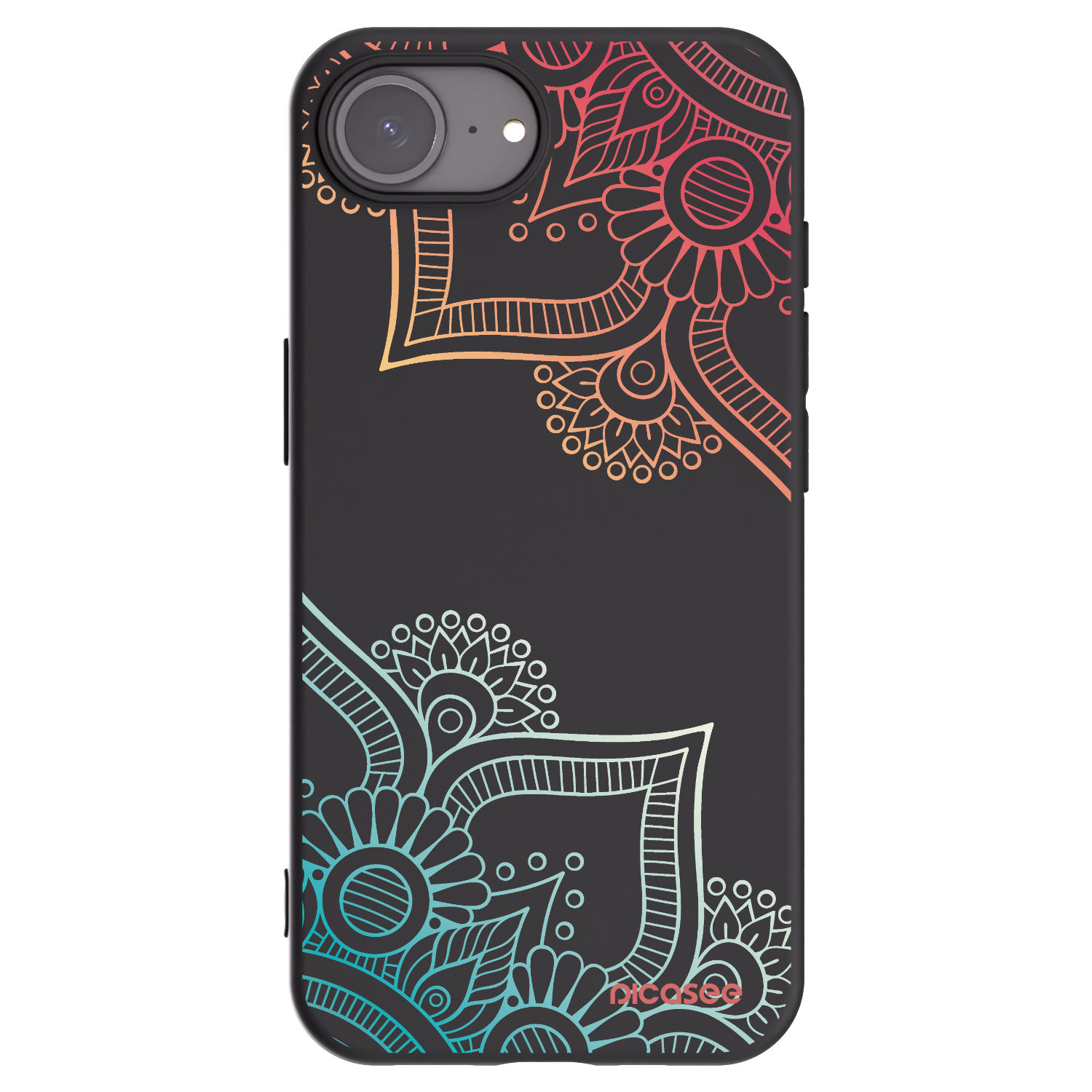 Picasee Apple iPhone 16e Hülle - Schwarzes Silikon - Blumenmuster