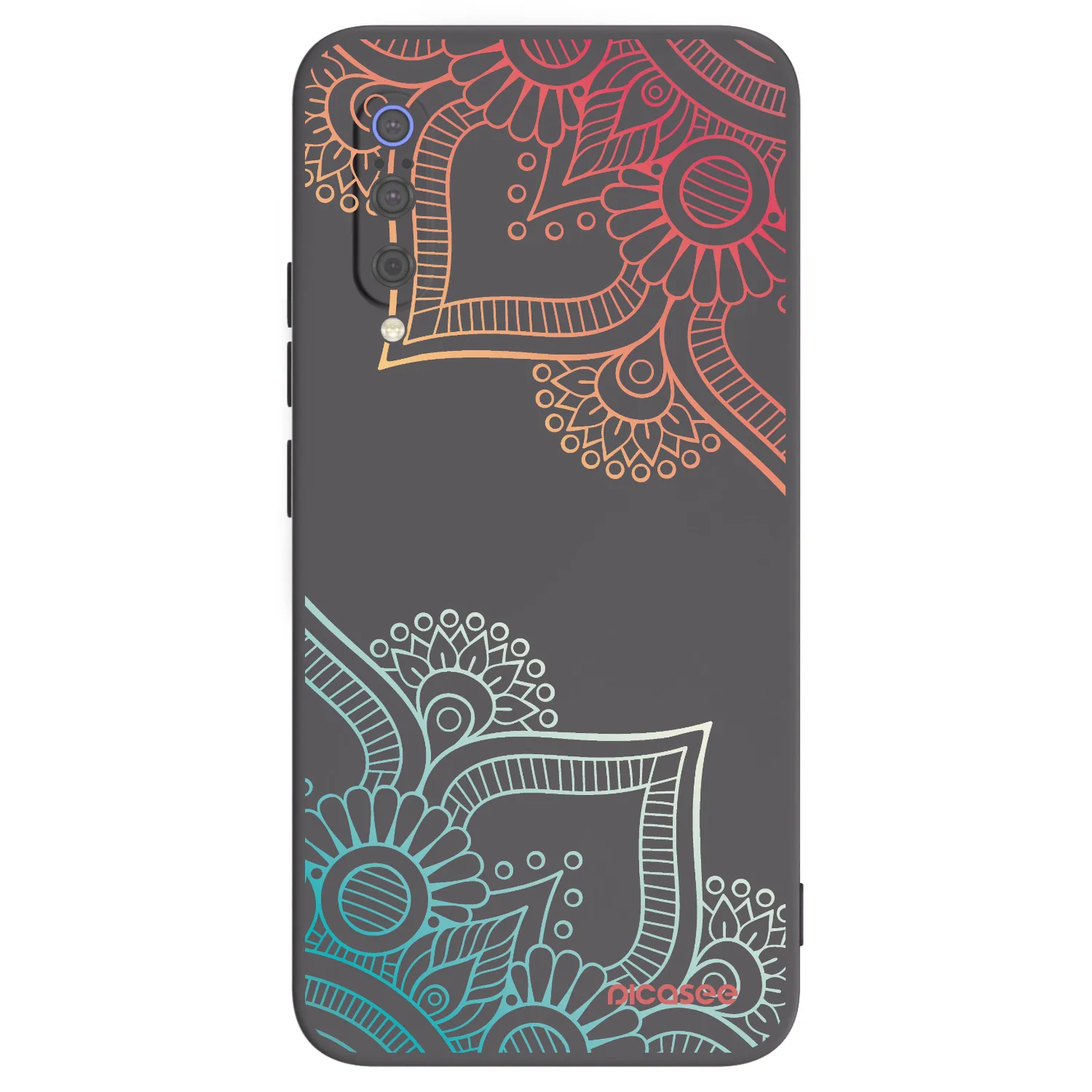 Picasee Xiaomi Mi 9 Hülle - Schwarzes Silikon - Blumenmuster