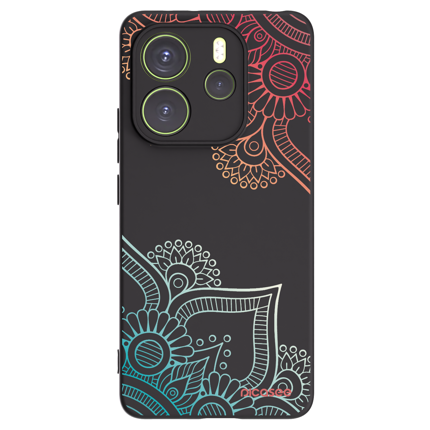 Picasee Xiaomi Redmi Note 14 4G Hülle - Schwarzes Silikon - Blumenmuster