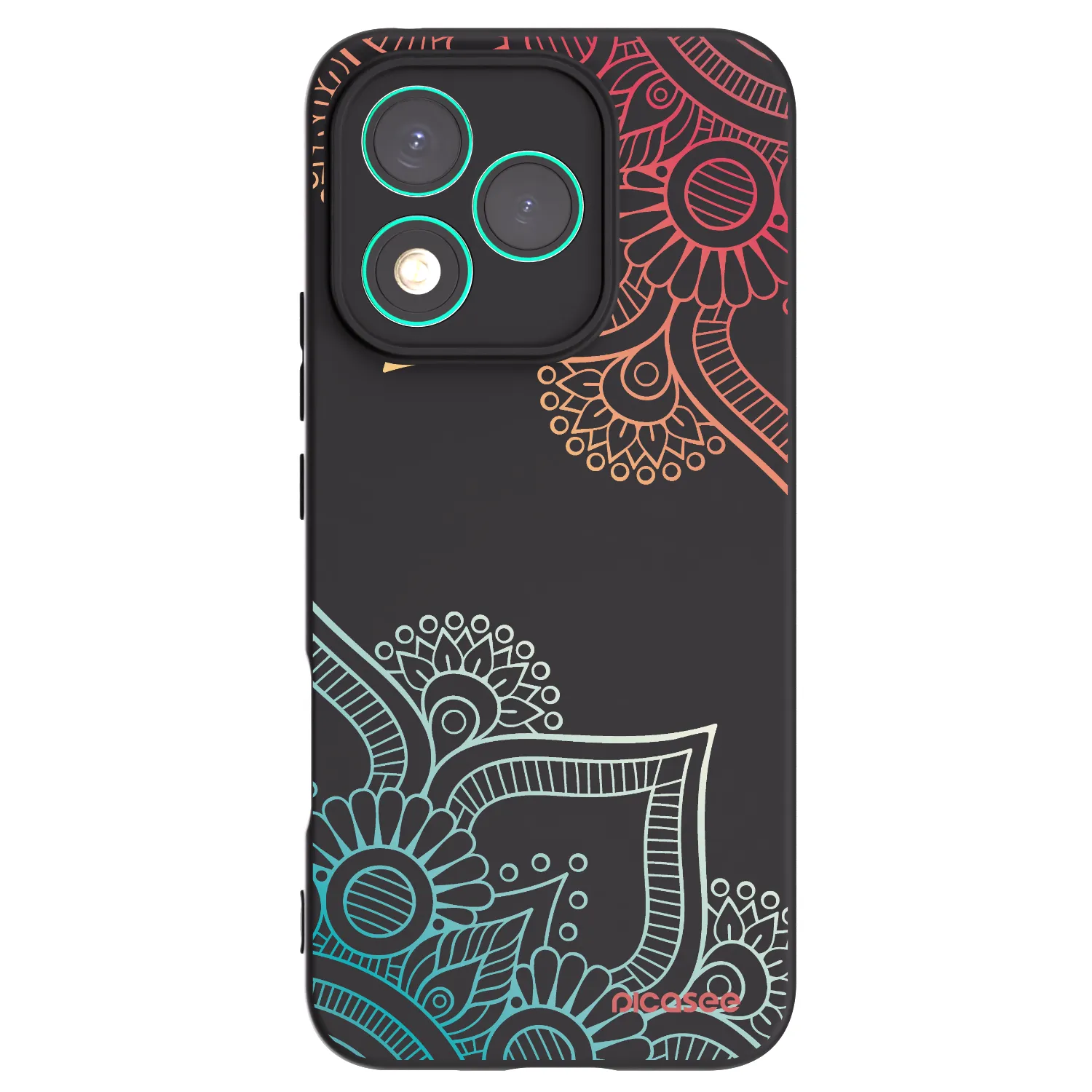 Picasee Honor 400 Lite 5G Hülle - Schwarzes Silikon - Blumenmuster