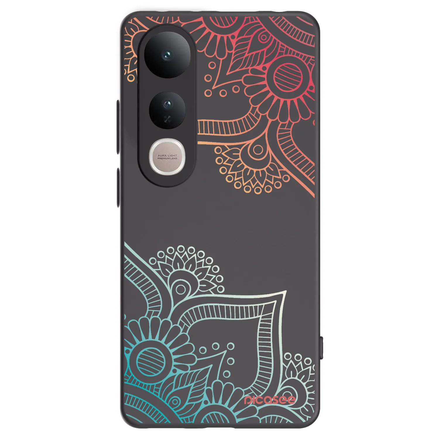 Picasee Vivo V50 Lite 5G Hülle - Schwarzes Silikon - Blumenmuster