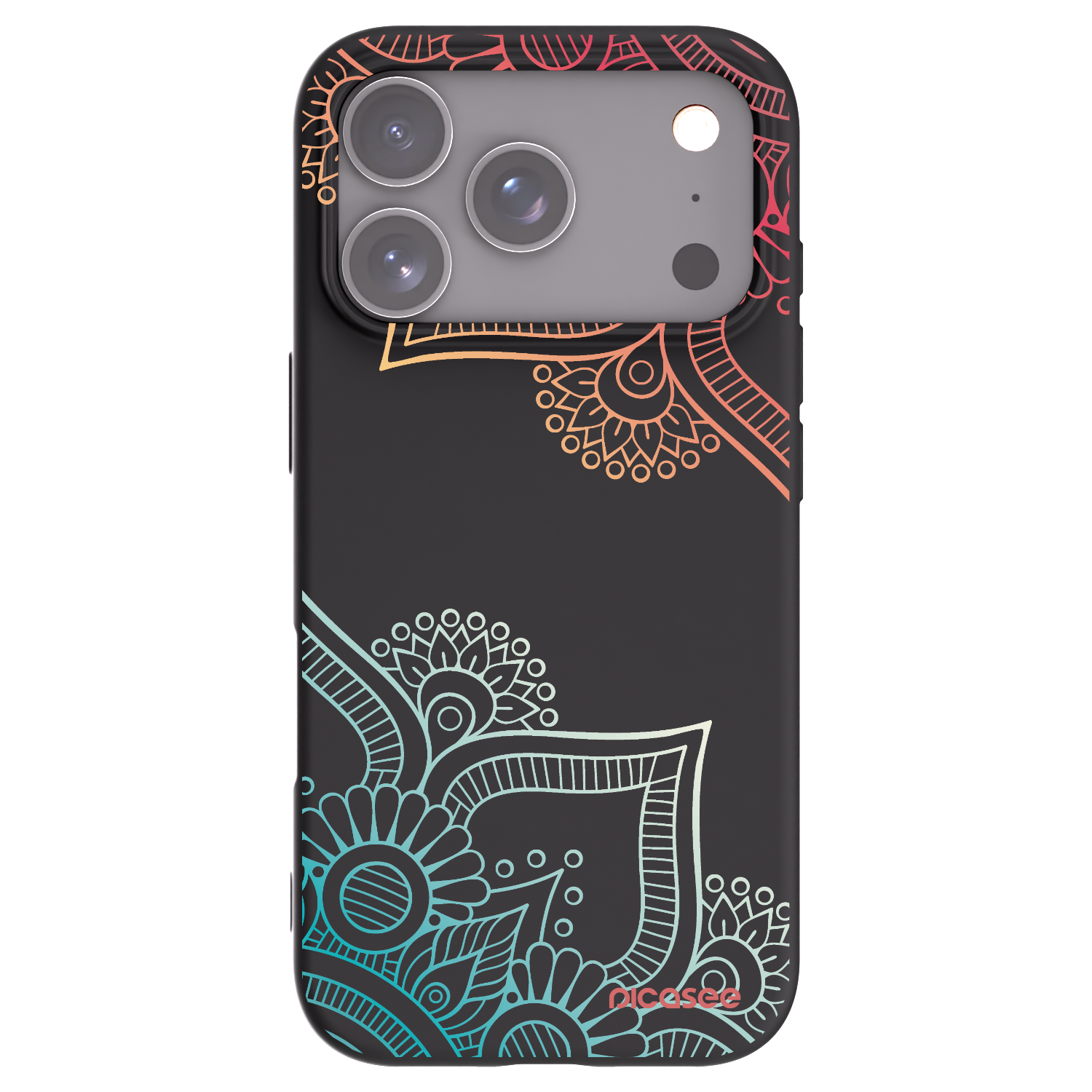 Picasee Apple iPhone 17 Pro Hülle - Schwarzes Silikon - Blumenmuster