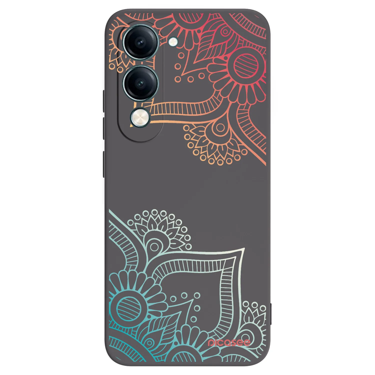 Picasee Vivo Y29s 5G Hülle - Schwarzes Silikon - Blumenmuster