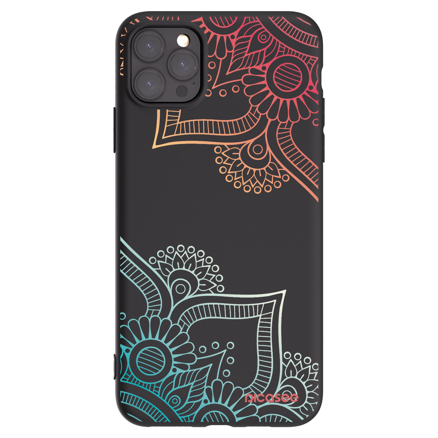 Picasee Apple iPhone 11 Pro Max Hülle - Schwarzes Silikon - Blumenmuster