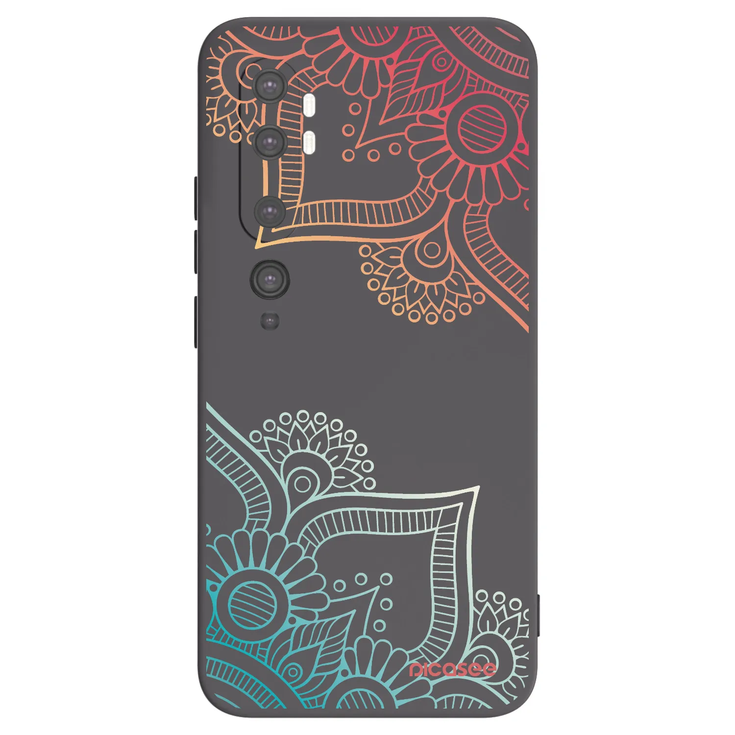 Picasee Xiaomi Mi Note 10 (Pro) Hülle - Schwarzes Silikon - Blumenmuster