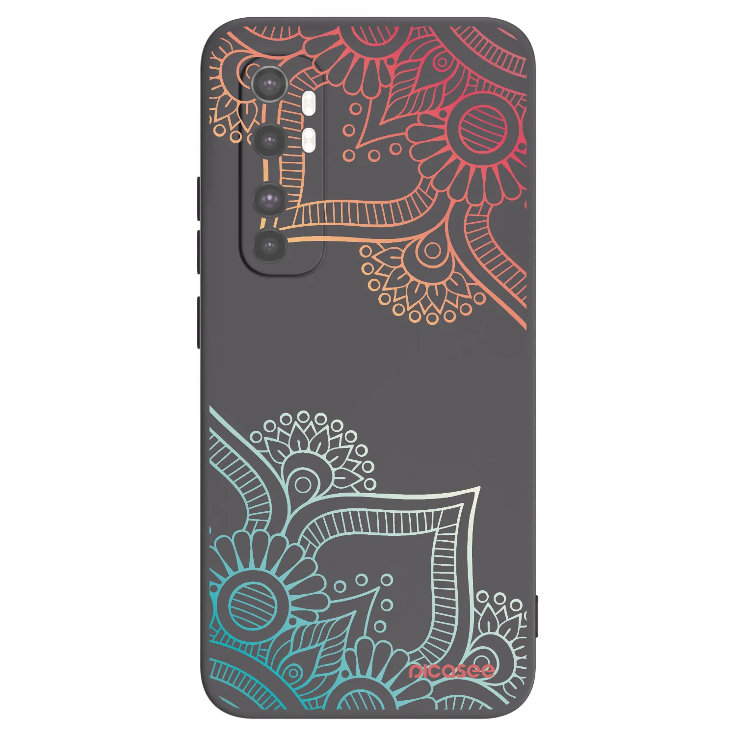 Picasee Xiaomi Mi Note 10 Lite Hülle - Schwarzes Silikon - Blumenmuster