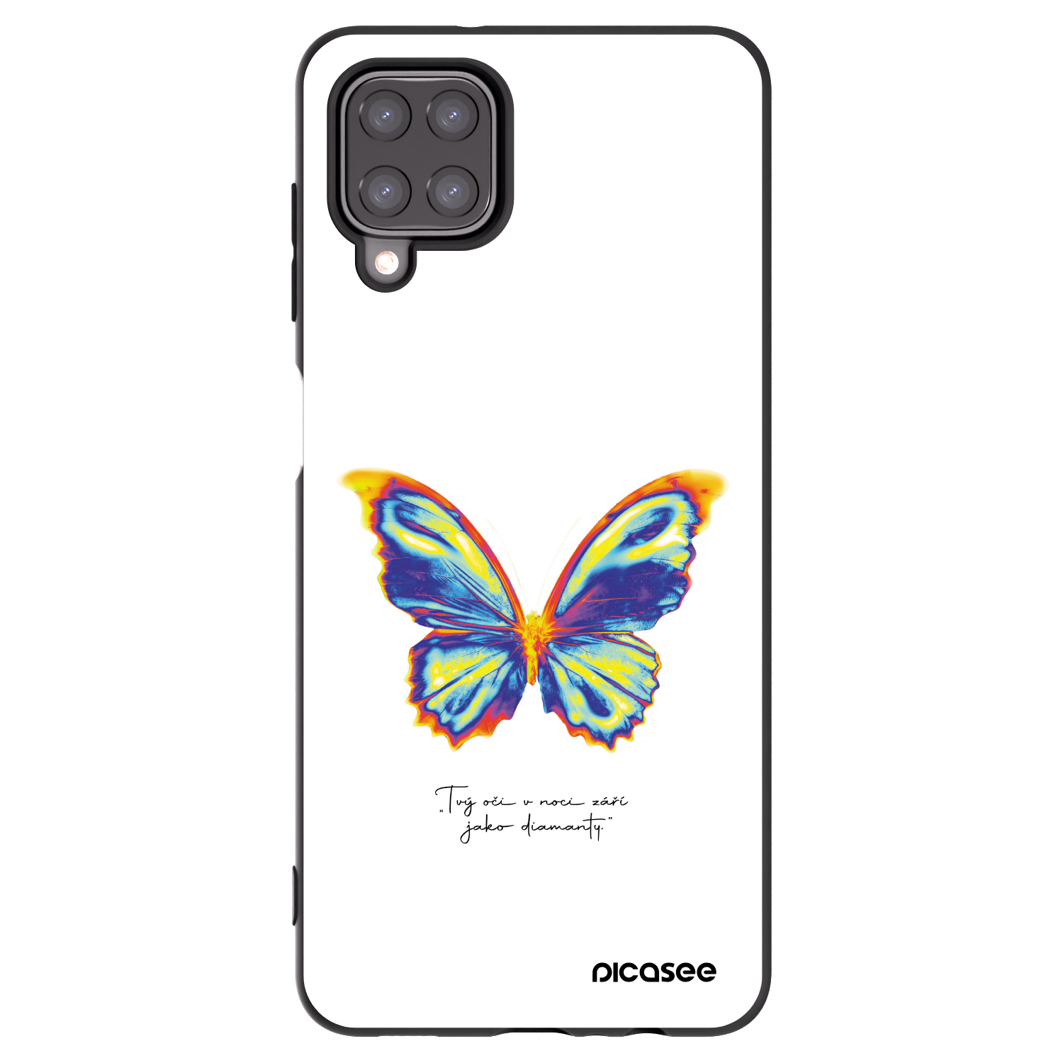 Picasee Samsung Galaxy A12 A125F Hülle - Schwarzes Silikon - Diamanty White