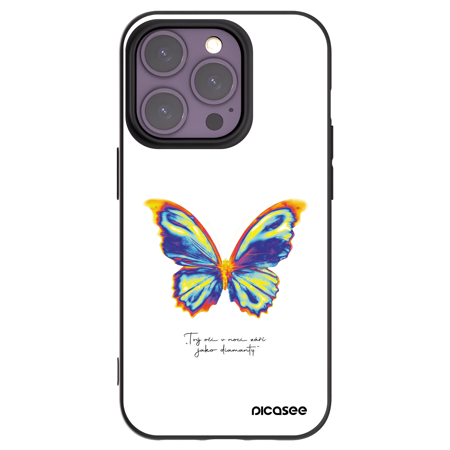 Picasee Apple iPhone 14 Pro Hülle - Schwarzes Silikon - Diamanty White