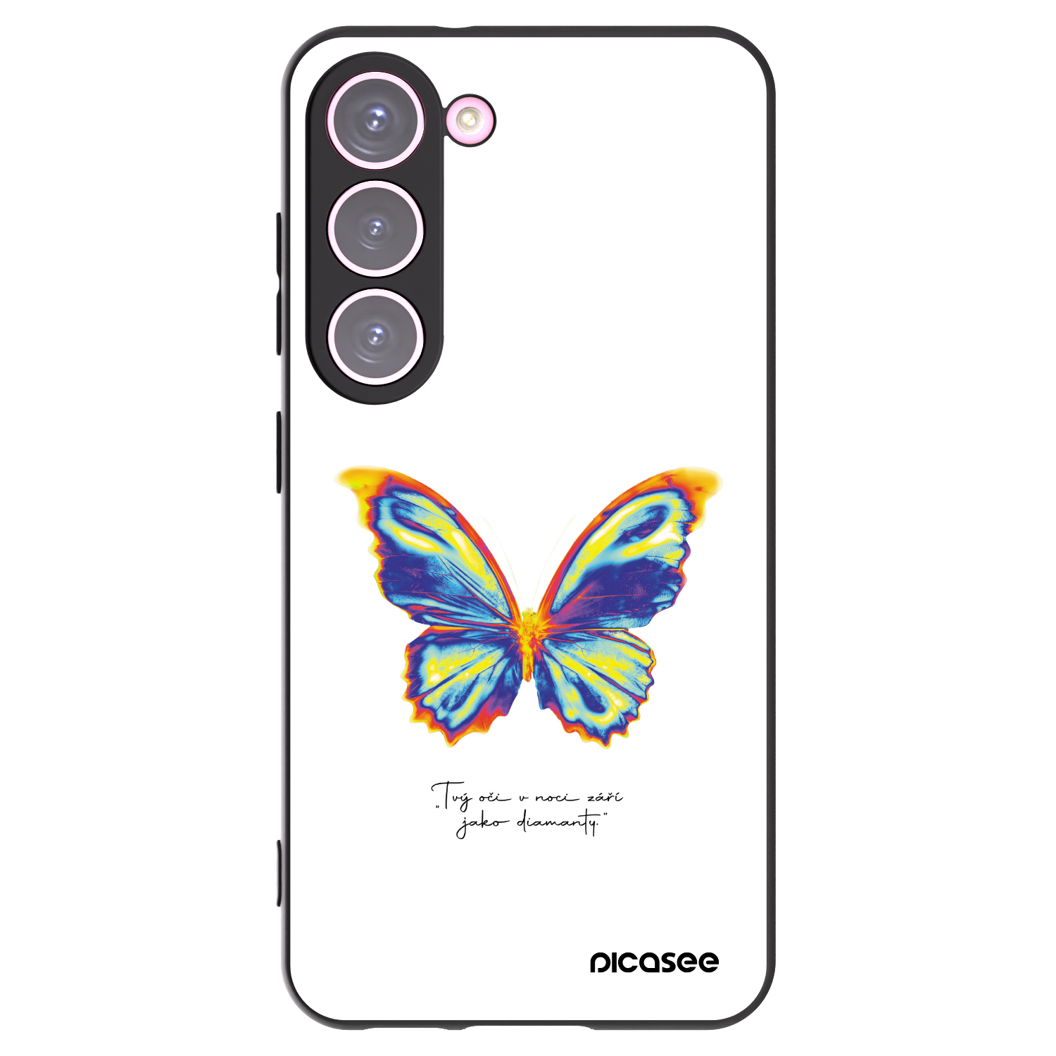 Picasee Samsung Galaxy S23 5G Hülle - Schwarzes Silikon - Diamanty White