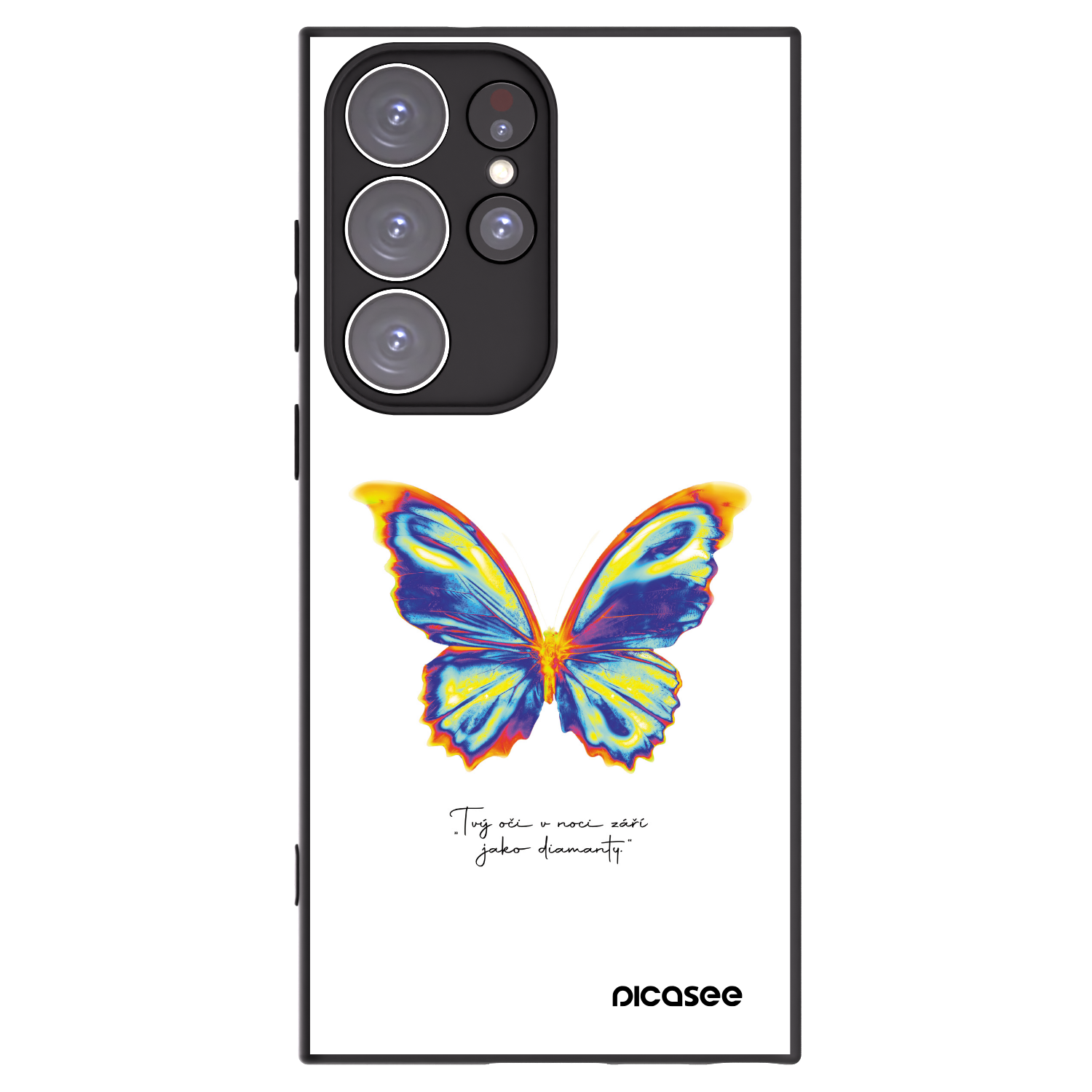 Picasee Samsung Galaxy S23 Ultra 5G Hülle - Schwarzes Silikon - Diamanty White
