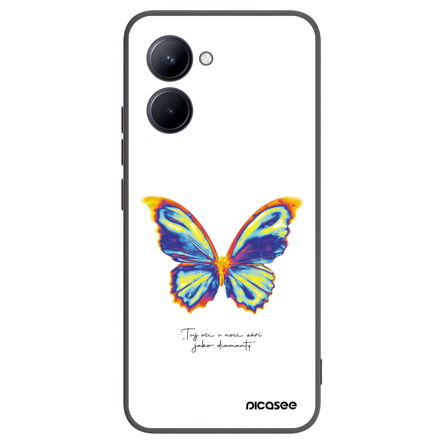Picasee Realme C33 (2023) Hülle - Schwarzes Silikon - Diamanty White