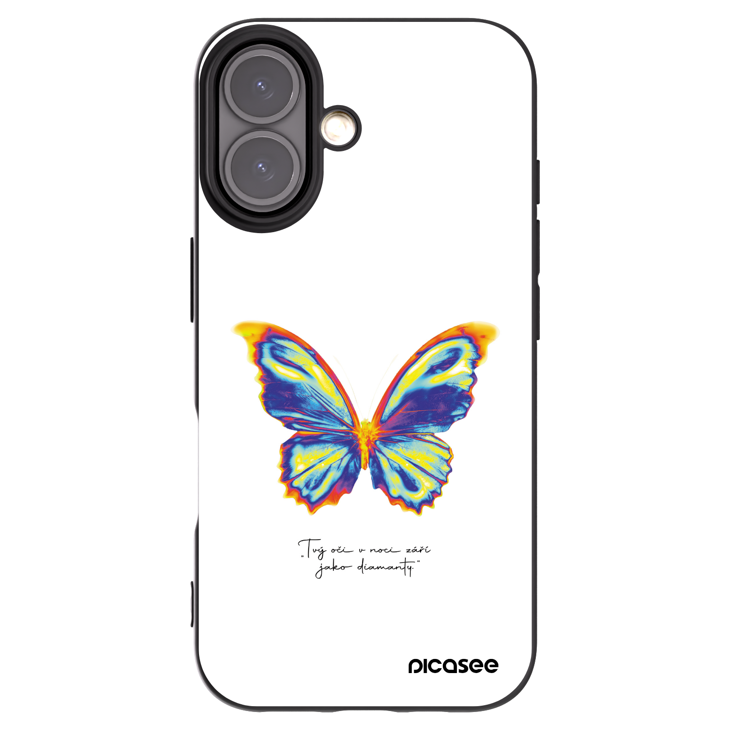 Picasee Apple iPhone 16 Hülle - Schwarzes Silikon - Diamanty White