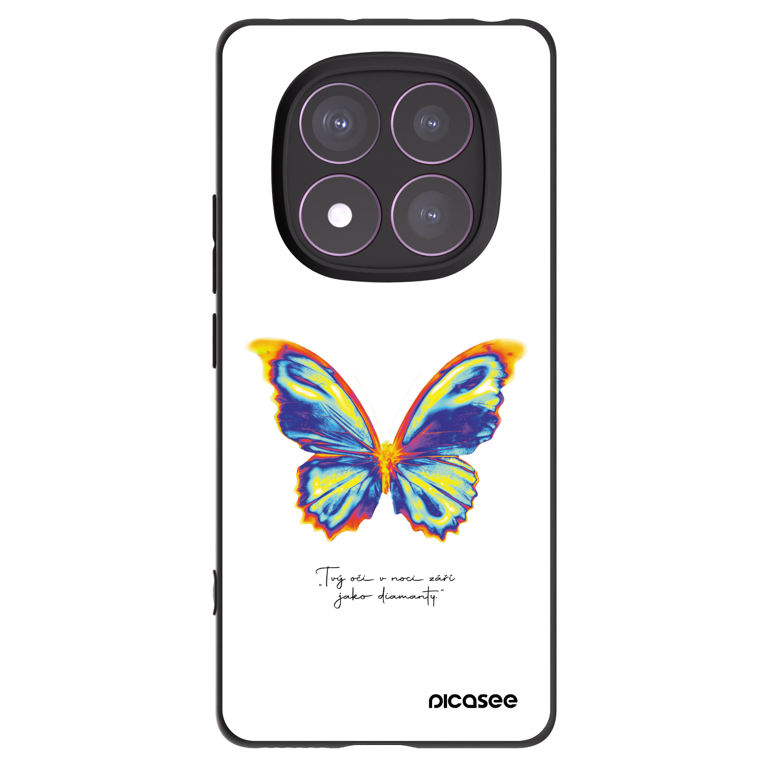 Picasee Xiaomi Redmi Note 14 Pro 4G Hülle - Schwarzes Silikon - Diamanty White