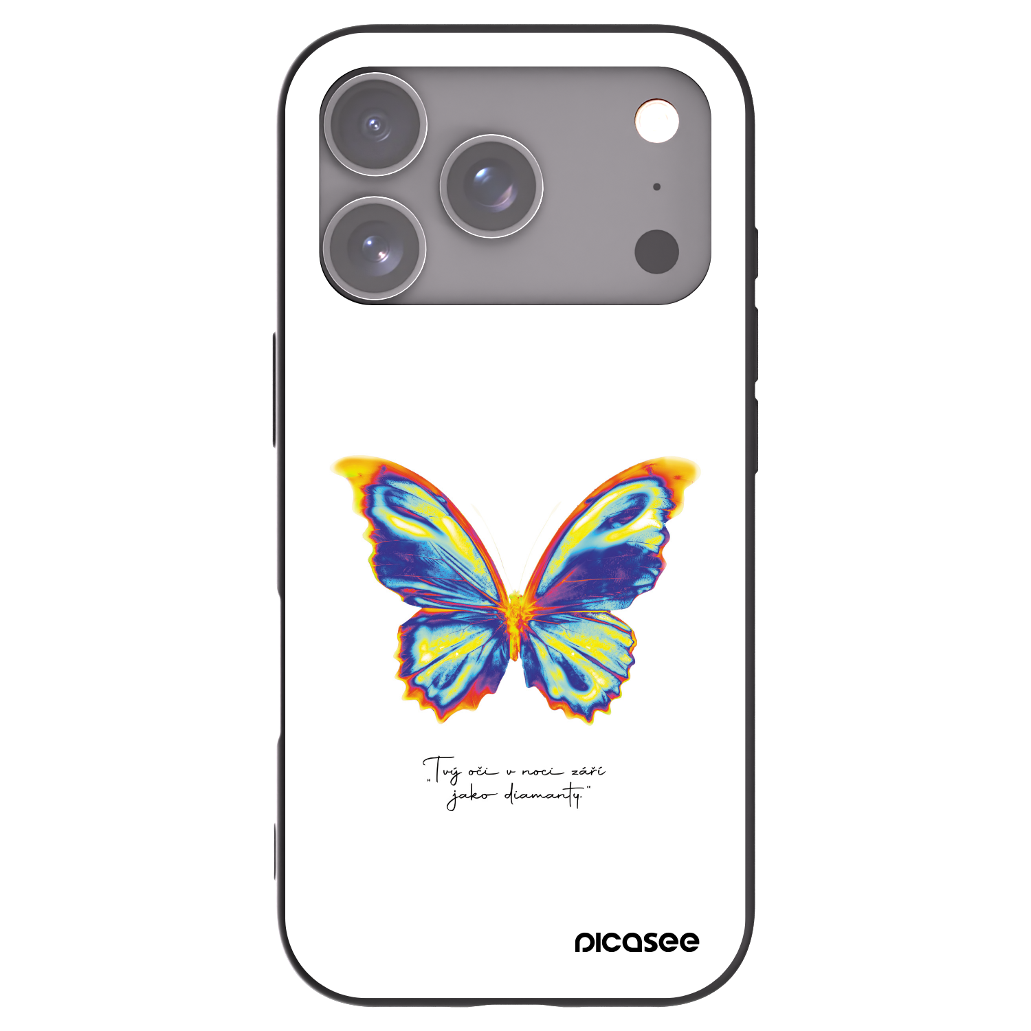 Picasee Apple iPhone 17 Pro Hülle - Schwarzes Silikon - Diamanty White