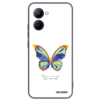 Picasee Realme C33 (2023) Hülle - Schwarzes Silikon - Diamanty White