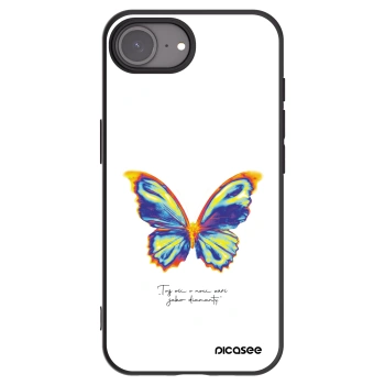 Picasee Apple iPhone 16e Hülle - Schwarzes Silikon - Diamanty White