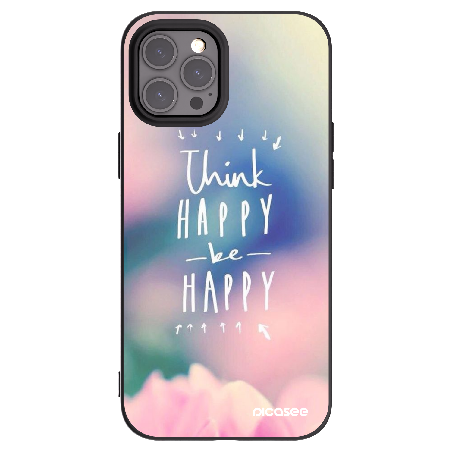 Picasee Apple iPhone 12 Pro Max Hülle - Schwarzes Silikon - Denke positiv!