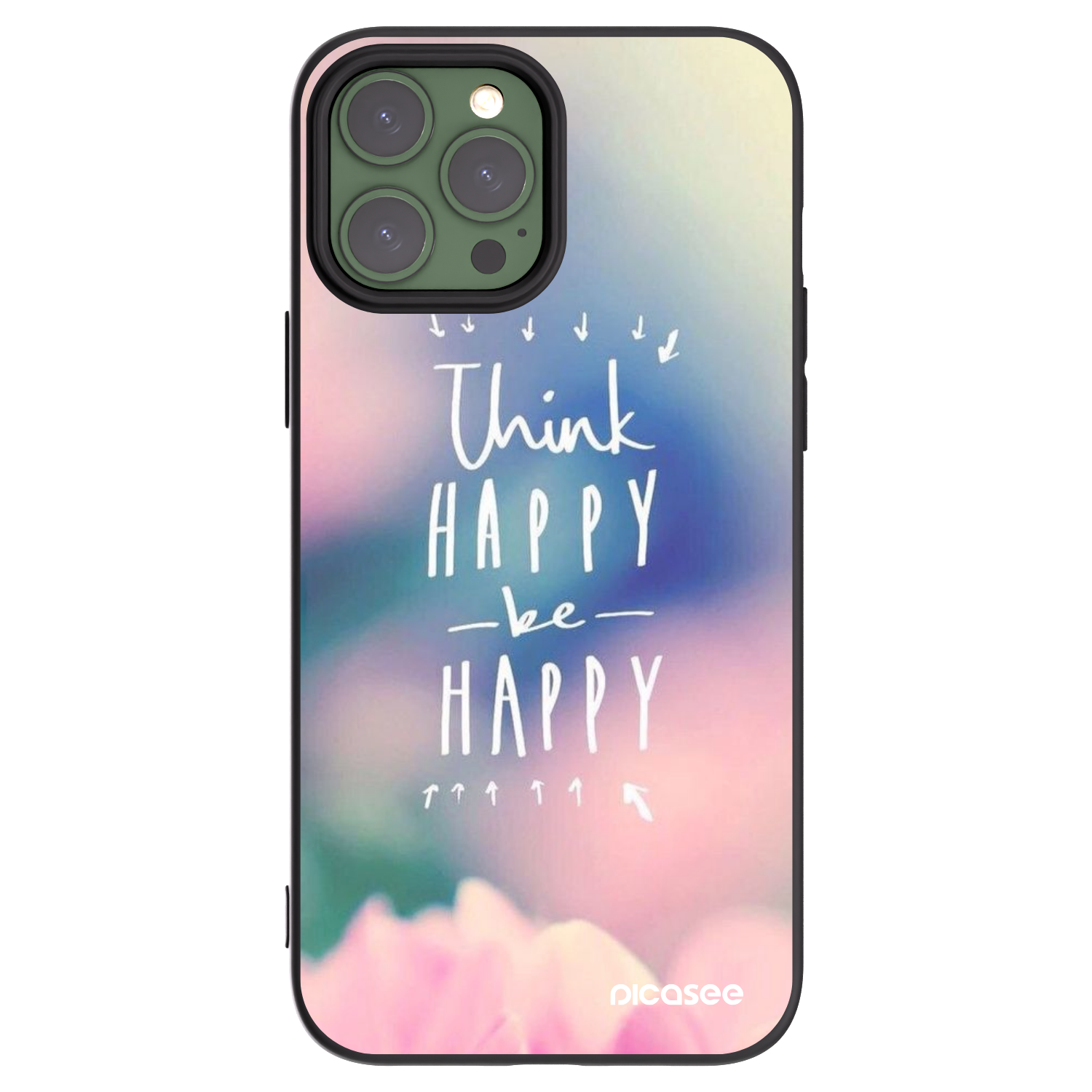 Picasee Apple iPhone 13 Pro Max Hülle - Schwarzes Silikon - Denke positiv!