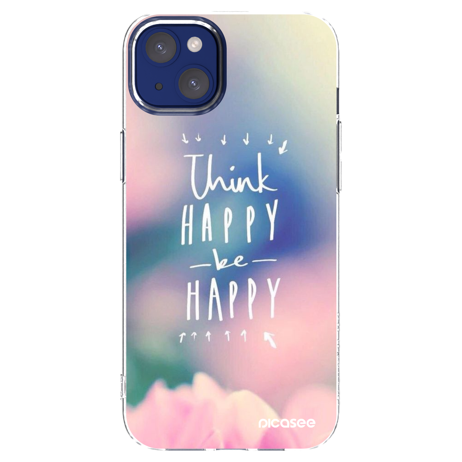 Picasee Apple iPhone 14 Plus Hülle - Transparentes Silikon - Denke positiv!