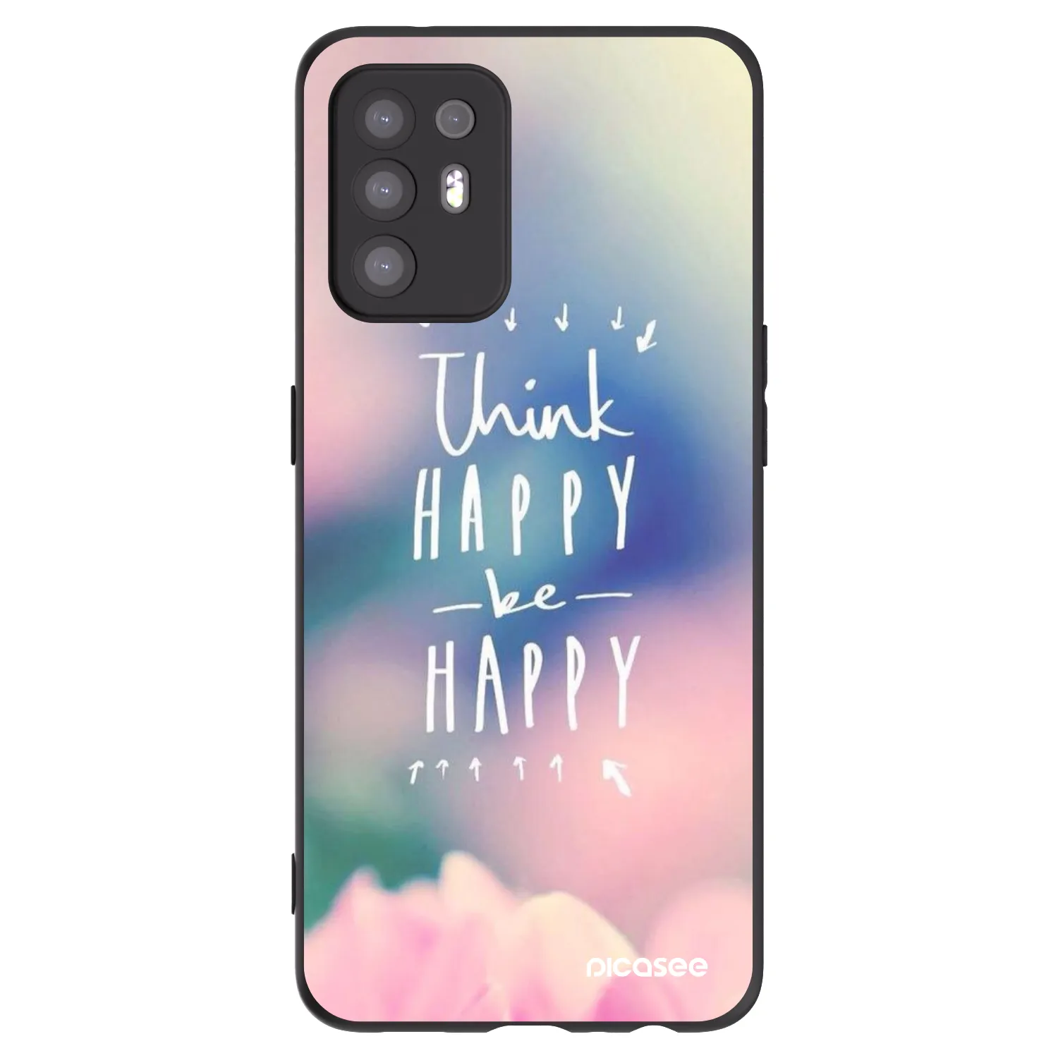 Picasee OPPO A94 5G Hülle - Schwarzes Silikon - Denke positiv!