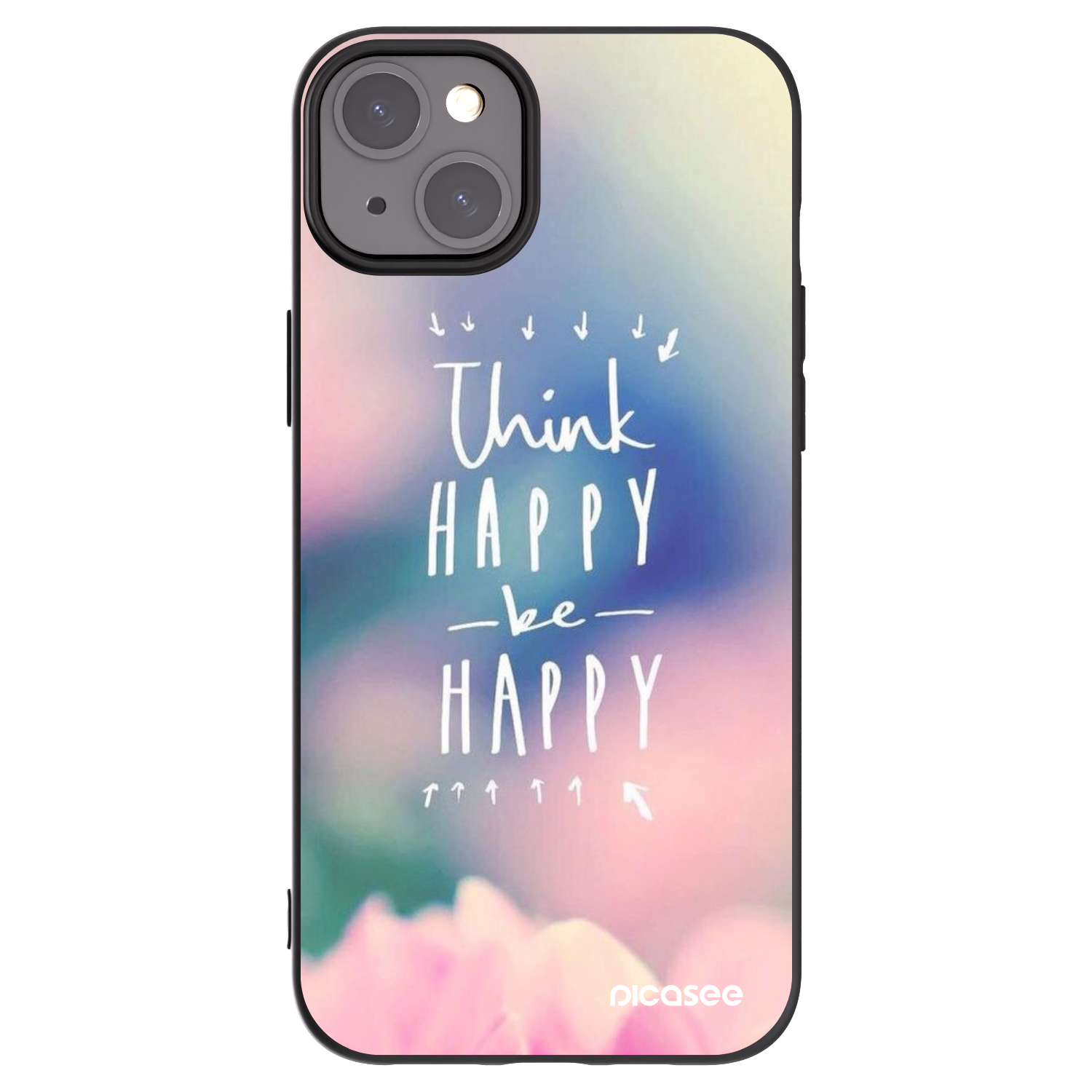 Picasee Apple iPhone 15 Plus Hülle - Schwarzes Silikon - Denke positiv!
